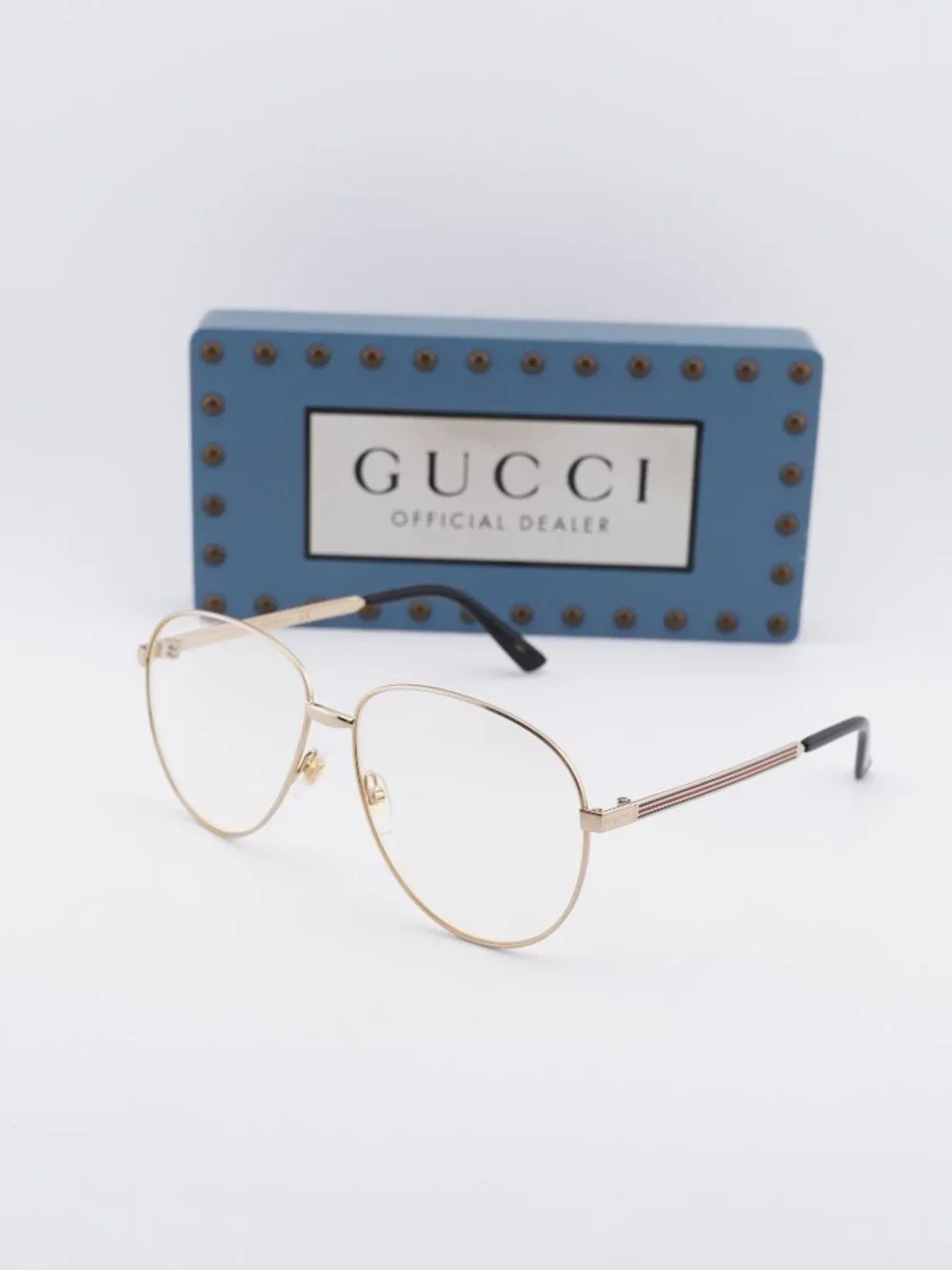 Gucci GG0138S 003 Women Aviator Sunglasses - Gold / Transparent